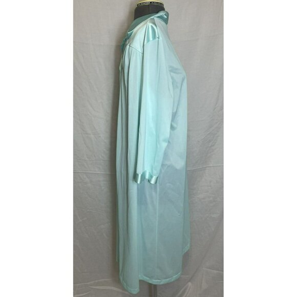 Vanity Fair Light Blue Nylon Long Nightgown Robe With Embroidered Detail Size L - Picture 13 of 14